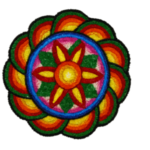 vibrant floral rangoli mat – reusable festive decor